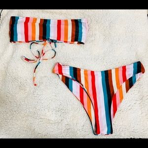 NWOT: Striped Bandeau Bikini
